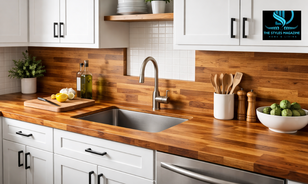 Butcher Block Countertop and Backsplash