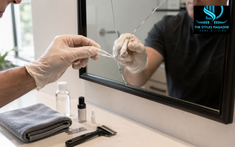 how to fix a cracked mirror