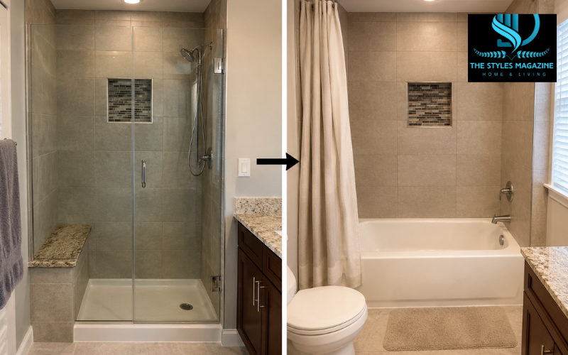 walk in shower to tub conversion