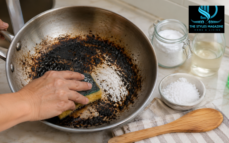 how to clean burnt pan