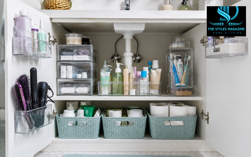 how to organize bathroom cabinet