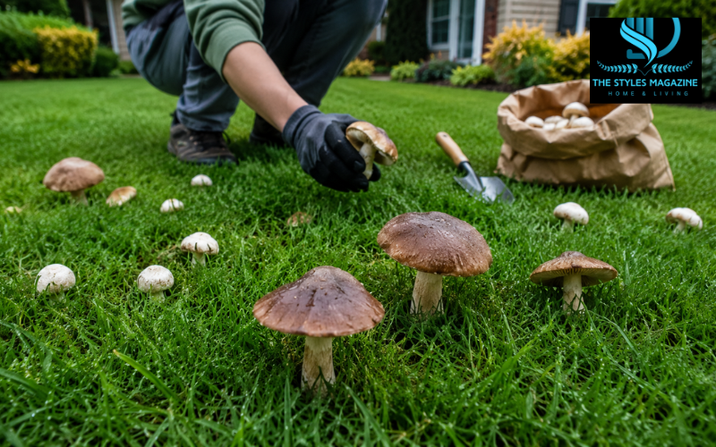 mushrooms in lawn